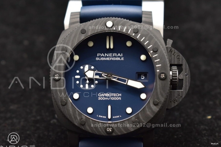 1:1 Blue PAM1232 on Rubber P900 Blue Edition W Best Dial Carbotech SBF Strap 1203